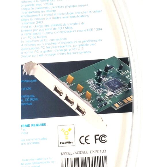 Dynes 3 Port FireWire IEEE 1394 PCI CARD DX-FC103 Factory SEALED Brand NEW - Picture 6 of 6